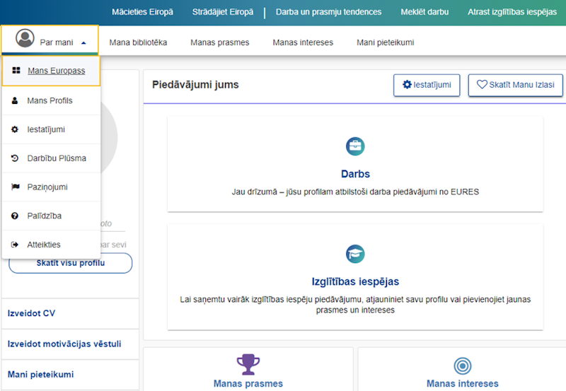 Europass pašmācības materiāls (skatīt profilu)
